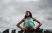 21 July 2023; The stars of Irish athletics return to national competition at the 123.ie National Senior Track and Field Championships which take place at Morton Stadium on July 29th and 30th 2023. Spectator tickets and further information can be found at www.athleticsireland.ie. Rhasidat Adeleke during a portrait session at Morton Stadium in Dublin. Photo by Ramsey Cardy/Sportsfile
