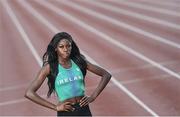 21 July 2023; The stars of Irish athletics return to national competition at the 123.ie National Senior Track and Field Championships which take place at Morton Stadium on July 29th and 30th 2023. Spectator tickets and further information can be found at www.athleticsireland.ie. Rhasidat Adeleke during a portrait session at Morton Stadium in Dublin. Photo by Ramsey Cardy/Sportsfile