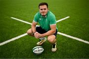 20 July 2023; Jacob Stockdale poses for a portrait during an Ireland rugby media conference in the IRFU High Performance Centre at the Sport Ireland Campus in Dublin. Photo by Brendan Moran/Sportsfile