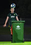 21 July 2023; Claire O'Riordan during a training drill with a wheelie bin at a Republic of Ireland training session at Meakin Park in Brisbane, Australia, ahead of their second Group B match of the FIFA Women's World Cup 2023, against Canada. Photo by Stephen McCarthy/Sportsfile