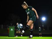 21 July 2023; Chloe Mustaki during a training drill with a wheelie bin at a Republic of Ireland training session at Meakin Park in Brisbane, Australia, ahead of their second Group B match of the FIFA Women's World Cup 2023, against Canada. Photo by Stephen McCarthy/Sportsfile