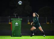 21 July 2023; Ciara Grant during a training drill with a wheelie bin at a Republic of Ireland training session at Meakin Park in Brisbane, Australia, ahead of their second Group B match of the FIFA Women's World Cup 2023, against Canada. Photo by Stephen McCarthy/Sportsfile