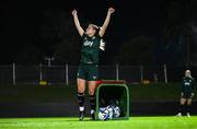 21 July 2023; Chloe Mustaki during a training drill with a wheelie bin at a Republic of Ireland training session at Meakin Park in Brisbane, Australia, ahead of their second Group B match of the FIFA Women's World Cup 2023, against Canada. Photo by Stephen McCarthy/Sportsfile