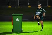 21 July 2023; Ciara Grant during a training drill with a wheelie bin at a Republic of Ireland training session at Meakin Park in Brisbane, Australia, ahead of their second Group B match of the FIFA Women's World Cup 2023, against Canada. Photo by Stephen McCarthy/Sportsfile