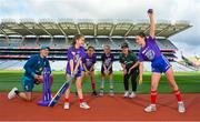 21 July 2023; The Ireland Women’s Cricket team joined World Champions Australia for a cultural tour of Croke Park and a surprise visit to the ‘It’s Wicket!’ Summer Camp for 9-13 year old cricket and camogie players, ahead of competing in a three match ODI series which gets underway in Clontarf on Sunday, 23rd July. Pictured are, from left, Australia Women's Ellyse Perry, Clontarf Cricket Club's Eliza Dunne and Sophia Cosgrave, Leah Whaley of Pembroke Cricket Club, Ireland's Women's captain Laura Delaney, and Clontarf Cricket Club's Aoife Smith, at Croke Park in Dublin. Photo by Seb Daly/Sportsfile