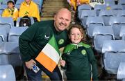 20 July 2023; Republic of Ireland supporters Alan and Annie Mulholland, from Newbridge, Kildare, before the FIFA Women's World Cup 2023 Group B match between Australia and Republic of Ireland at Stadium Australia in Sydney, Australia. Photo by Stephen McCarthy/Sportsfile