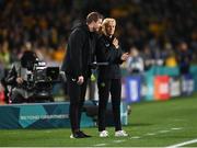 20 July 2023; Republic of Ireland manager Vera Pauw and assistant Tom Elmes during the FIFA Women's World Cup 2023 Group B match between Australia and Republic of Ireland at Stadium Australia in Sydney, Australia. Photo by Stephen McCarthy/Sportsfile