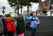 21 July 2023; Mark Townley of Kilbarrack United is high fived by a local as he walks to the ground before the Sports Direct Men’s FAI Cup First Round match between Kilbarrack United and Finn Harps at White Heart Lane in Kilbarrack, Dublin. Photo by David Fitzgerald/Sportsfile