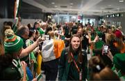 19 July 2023; Republic of Ireland's goalkeeper Megan Walsh at Sydney Airport, Australia, upon the team's arrival from their base in Brisbane, for their opening FIFA Women's World Cup 2023 group match against co-host Australia, on Thursday. Photo by Stephen McCarthy/Sportsfile