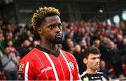 20 July 2023; Sadou Diallo of Derry City before the UEFA Europa Conference League First Qualifying Round 2nd Leg match between Derry City and HB at the Ryan McBride Brandywell Stadium in Derry. Photo by Ramsey Cardy/Sportsfile