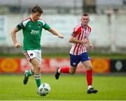 22 July 2023; Cian Bargary of Cork City in action against Mark Walsh of Treaty United during the Sports Direct Men’s FAI Cup First Round match between Treaty United and Cork City at Markets Field in Limerick. Photo by Michael P Ryan/Sportsfile