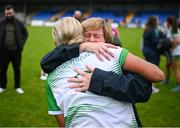 22 July 2023; Roisin Ambrose of Limerick with Olivia Fitzgerald after the TG4 LGFA All-Ireland Junior Championship semi-final match between Limerick and Fermanagh at Glennon Brothers Pearse Park in Longford. Photo by David Fitzgerald/Sportsfile