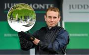 22 July 2023; Jockey Ryan Moore with the trophy after winning the Juddmonte Irish Oaks on Savethelastdance during day one of the Juddmonte Irish Oaks Weekend at The Curragh Racecourse in Kildare. Photo by Seb Daly/Sportsfile