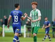 22 July 2023; Ronan Coughlan of Waterford shakes hands with John Cremins of St. Michael’s after the Sports Direct Men’s FAI Cup First Round match between St. Michael’s and Waterford at Cooke Park in Tipperary. Photo by Michael P Ryan/Sportsfile