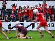 22 July 2023; Cork supporters look on during the All-Ireland Camogie Championship semi-final match between Cork and Galway at UPMC Nowlan Park in Kilkenny. Photo by Piaras Ó Mídheach/Sportsfile