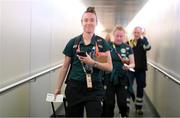 23 July 2023; Republic of Ireland's Claire O'Riordan at Brisbane Airport, Australia, ahead of the team's chartered flight to Perth for their FIFA Women's World Cup 2023 group match against Canada, on Wednesday. Photo by Stephen McCarthy/Sportsfile