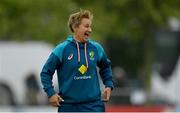 23 July 2023; Australia head coach Shelley Nitschke before the Certa Women’s One Day International Challenge match between Ireland and Australia at Castle Avenue Cricket Ground in Dublin. Photo by Seb Daly/Sportsfile