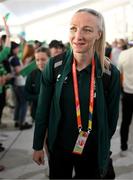 23 July 2023; Louise Quinn of Republic of Ireland at Perth Airport, Australia, following the team's chartered flight from their base in Brisbane, for their FIFA Women's World Cup 2023 group match against Canada, on Wednesday. Photo by Stephen McCarthy/Sportsfile