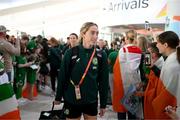 23 July 2023; Megan Connolly of Republic of Ireland at Perth Airport, Australia, following the team's chartered flight from their base in Brisbane, for their FIFA Women's World Cup 2023 group match against Canada, on Wednesday. Photo by Stephen McCarthy/Sportsfile