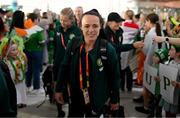 23 July 2023; Áine O'Gorman of Republic of Ireland at Perth Airport, Australia, following the team's chartered flight from their base in Brisbane, for their FIFA Women's World Cup 2023 group match against Canada, on Wednesday. Photo by Stephen McCarthy/Sportsfile