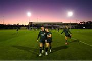 23 July 2023; Áine O'Gorman, left, and Harriet Scott during a Republic of Ireland training session at Dorrien Gardens in Perth, Australia, ahead of their second Group B match of the FIFA Women's World Cup 2023, against Canada. Photo by Stephen McCarthy/Sportsfile