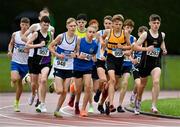 23 July 2023; Athletes compete in the boy's under 15 1500m during day three of the 123.ie National Juvenile Track and Field Championships at Tullamore Harriers Stadium in Offaly. Photo by Stephen Marken/Sportsfile