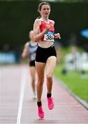 23 July 2023; Faye Mannion of Ennis Track A.C., Clare, competes in the girl's under 15 1500m during day three of the 123.ie National Juvenile Track and Field Championships at Tullamore Harriers Stadium in Offaly. Photo by Stephen Marken/Sportsfile