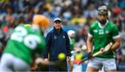 23 July 2023; Limerick manager John Kiely during the warm-up before the GAA Hurling All-Ireland Senior Championship final match between Kilkenny and Limerick at Croke Park in Dublin. Photo by David Fitzgerald/Sportsfile