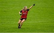 23 July 2023; Natalie McKibbin of Down celebrates a late goal during the TG4 LGFA All-Ireland Junior Championship semi-final match between Down and Carlow at Parnell Park in Dublin. Photo by Eóin Noonan/Sportsfile