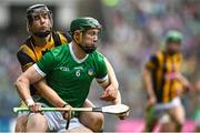 23 July 2023; William O'Donoghue of Limerick  in action against Walter Walsh of Kilkenny during the GAA Hurling All-Ireland Senior Championship final match between Kilkenny and Limerick at Croke Park in Dublin. Photo by David Fitzgerald/Sportsfile
