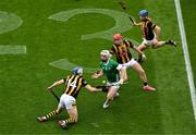23 July 2023; Cian Lynch of Limerick in action against TJ Reid of Kilkenny during the GAA Hurling All-Ireland Senior Championship final match between Kilkenny and Limerick at Croke Park in Dublin. Photo by Daire Brennan/Sportsfile