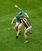 23 July 2023; Martin Keoghan of Kilkenny in action against Mike Casey of Limerick during the GAA Hurling All-Ireland Senior Championship final match between Kilkenny and Limerick at Croke Park in Dublin. Photo by Daire Brennan/Sportsfile