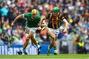 23 July 2023; Eoin Cody of Kilkenny in action against Dan Morrissey of Limerick during the GAA Hurling All-Ireland Senior Championship final match between Kilkenny and Limerick at Croke Park in Dublin. Photo by Sam Barnes/Sportsfile