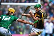 23 July 2023; Eoin Cody of Kilkenny in action against Tom Morrissey of Limerick during the GAA Hurling All-Ireland Senior Championship final match between Kilkenny and Limerick at Croke Park in Dublin. Photo by Piaras Ó Mídheach/Sportsfile