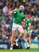 23 July 2023; Cian Lynch of Limerick celebrates after scoring an early point during the GAA Hurling All-Ireland Senior Championship final match between Kilkenny and Limerick at Croke Park in Dublin. Photo by Brendan Moran/Sportsfile