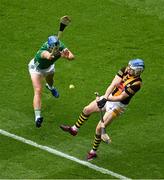 23 July 2023; TJ Reid of Kilkenny in action against Mike Casey of Limerick during the GAA Hurling All-Ireland Senior Championship final match between Kilkenny and Limerick at Croke Park in Dublin. Photo by Daire Brennan/Sportsfile