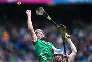 23 July 2023; Diarmaid Byrnes of Limerick in action against TJ Reid of Kilkenny during the GAA Hurling All-Ireland Senior Championship final match between Kilkenny and Limerick at Croke Park in Dublin. Photo by Piaras Ó Mídheach/Sportsfile