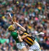 23 July 2023; Walter Walsh of Kilkenny in action against Dan Morrissey of Limerick during the GAA Hurling All-Ireland Senior Championship final match between Kilkenny and Limerick at Croke Park in Dublin. Photo by Sam Barnes/Sportsfile