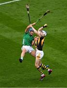 23 July 2023; TJ Reid of Kilkenny in action against Mike Casey of Limerick during the GAA Hurling All-Ireland Senior Championship final match between Kilkenny and Limerick at Croke Park in Dublin. Photo by Daire Brennan/Sportsfile