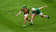 23 July 2023; Eoin Cody of Kilkenny in action against Kyle Hayes of Limerick during the GAA Hurling All-Ireland Senior Championship final match between Kilkenny and Limerick at Croke Park in Dublin. Photo by Daire Brennan/Sportsfile
