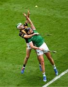23 July 2023; Gearóid Hegarty of Limerick in action against Paddy Deegan of Kilkenny during the GAA Hurling All-Ireland Senior Championship final match between Kilkenny and Limerick at Croke Park in Dublin. Photo by Daire Brennan/Sportsfile