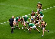 23 July 2023; Referee John Keenan throws in the ball during the GAA Hurling All-Ireland Senior Championship final match between Kilkenny and Limerick at Croke Park in Dublin. Photo by Daire Brennan/Sportsfile