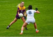 23 July 2023; Sarah Harding Kenny of Wexford in action against Grace Clifford of Kildare during the TG4 LGFA All-Ireland Intermediate Championship semi-final match between Wexford and Kildare at Parnell Park in Dublin. Photo by Eóin Noonan/Sportsfile