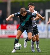 23 July 2023; Daniel Cleary of Shamrock Rovers in action against Ryan O'Kane of Dundalk during the Sports Direct Men’s FAI Cup First Round match between Dundalk and Shamrock Rovers at Oriel Park in Dundalk, Louth. Photo by Ben McShane/Sportsfile