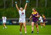 23 July 2023; Orlaith Sullivan of Kildare celebrates at the final whistle during the TG4 LGFA All-Ireland Intermediate Championship semi-final match between Wexford and Kildare at Parnell Park in Dublin. Photo by Eóin Noonan/Sportsfile