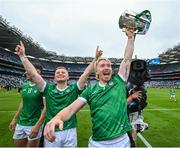 23 July 2023; Cian Lynch of Limerick celebrates with the Liam MacCarthy Cup after the GAA Hurling All-Ireland Senior Championship final match between Kilkenny and Limerick at Croke Park in Dublin. Photo by David Fitzgerald/Sportsfile