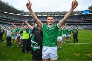 23 July 2023; Gearóid Hegarty of Limerick celebrates after the GAA Hurling All-Ireland Senior Championship final match between Kilkenny and Limerick at Croke Park in Dublin. Photo by David Fitzgerald/Sportsfile