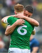 23 July 2023; Limerick players William O'Donoghue, left, and Gearóid Hegarty after the GAA Hurling All-Ireland Senior Championship final match between Kilkenny and Limerick at Croke Park in Dublin. Photo by Sam Barnes/Sportsfile