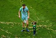 23 July 2023; Limerick goalkeeper Nickie Quaid and his son Dáithí after the GAA Hurling All-Ireland Senior Championship final match between Kilkenny and Limerick at Croke Park in Dublin. Photo by Daire Brennan/Sportsfile