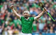 23 July 2023; Cian Lynch of Limerick celebrates at the final whistle after the GAA Hurling All-Ireland Senior Championship final match between Kilkenny and Limerick at Croke Park in Dublin. Photo by David Fitzgerald/Sportsfile
